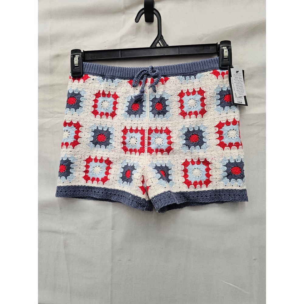 Art Class Girls Crochet Granny Square Shorts Multicolor Cotton Blend Size Medium